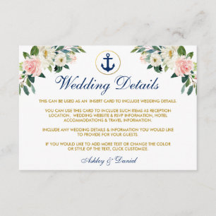 Cartão de Inserção de Detalhes Dourados Florais