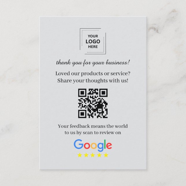 Cartão de Inserção de Feedback do Cliente QR da Av (Frente)