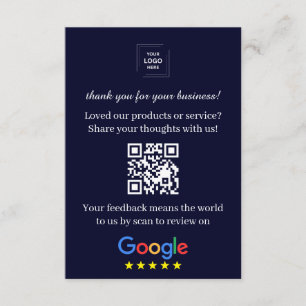Cartão de Inserção de Feedback QR do Google Review