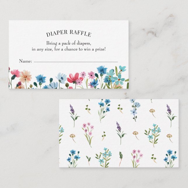 Cartão de Inserção de Fralda de Flor Selvagem (Frente/Verso)