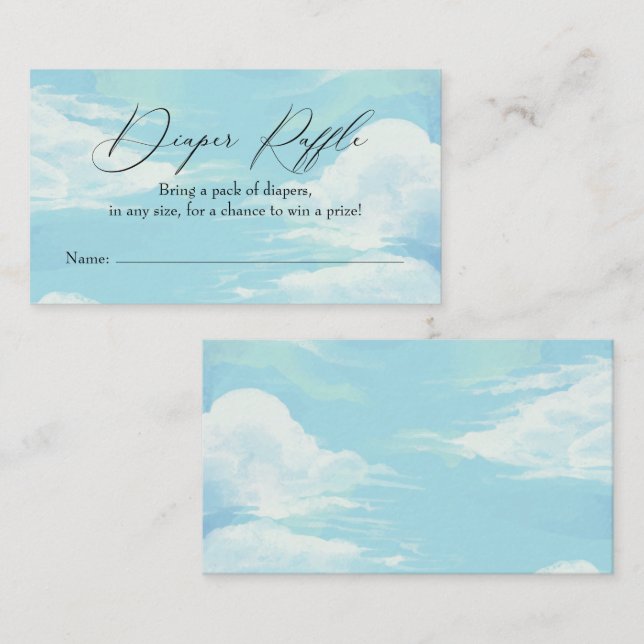 Cartão de Inserção de Fralda Raffle da Nuvem Azul  (Frente/Verso)