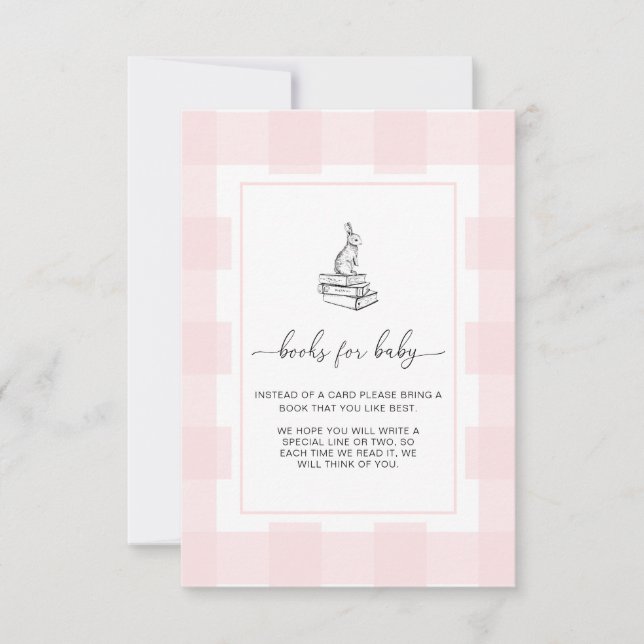 Cartão de Inserção de Livros de Coelhão Rosa Gingh (Frente)