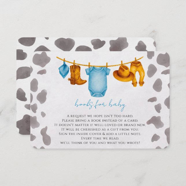 Cartão de Inserção de Livros de Cowboy para Bebê M (Frente/Verso)