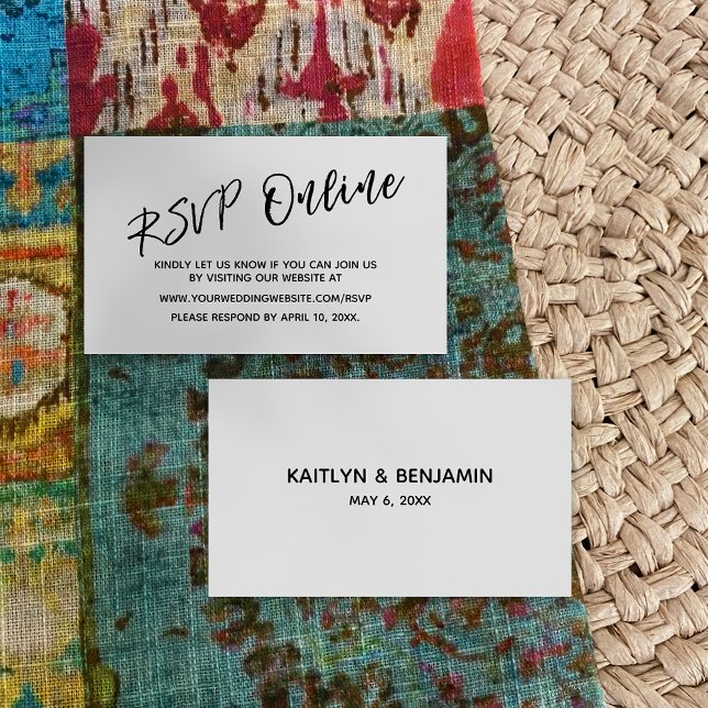 Cartão de Inserção de Manuscrito Casual de RSVP On (Criador carregado)