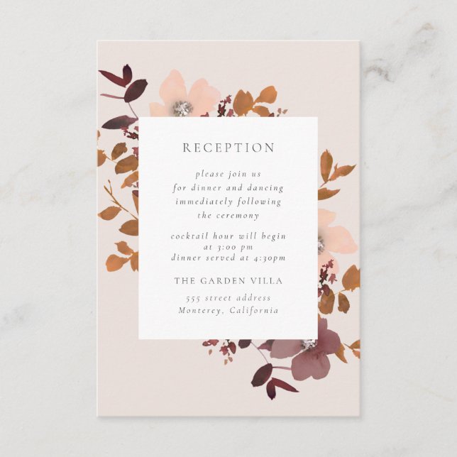 Cartão de Inserção de Recepção de Amor de Jardim (Frente)