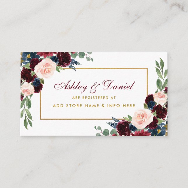 Cartão de Inserção de Registro de Casamento Dourad (Frente)