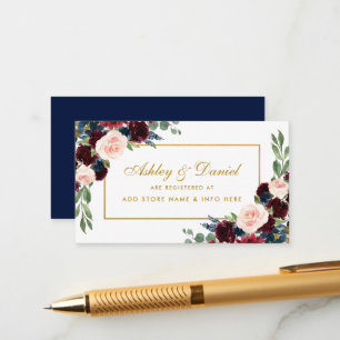 Cartão de Inserção de Registro Dourado de Casament