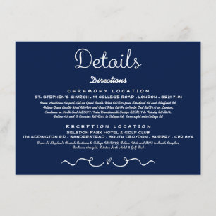 Cartão de Inserção Detalhada de Casamento   Azul M