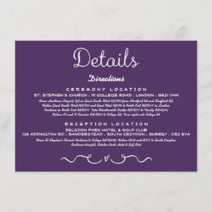 Cartão de Inserção Detalhada de Casamento   Roxo M