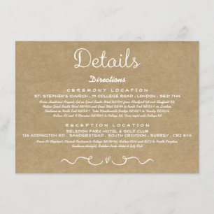 Cartão de Inserção Detalhada de Casamento   Rustic