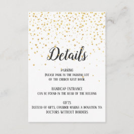 Cartão de Inserção Detalhado de Confetti Dourado