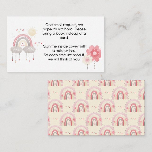 Cartão de inserção do chá de fraldas, livros para  (Frente/Verso)