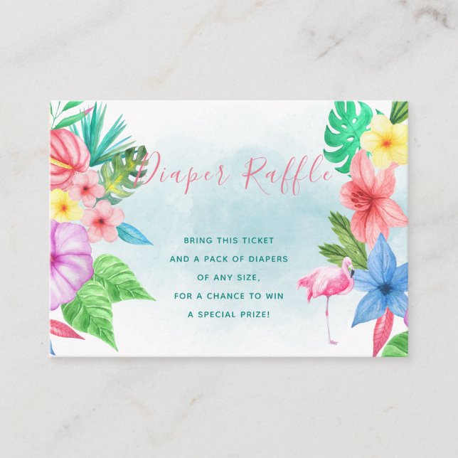 Cartão de inserção do chá de fraldas tropical de f (Frente)