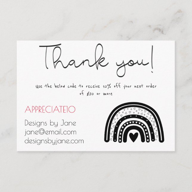 Cartão de Inserção do Cupom Preto-Arco-Íris para P (Frente)