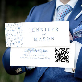 Cartão de inserção do registro QR do casamento flo