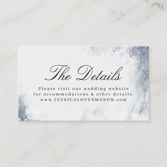 Cartão de Inserção do Site de Casamento de Marble  (Frente)