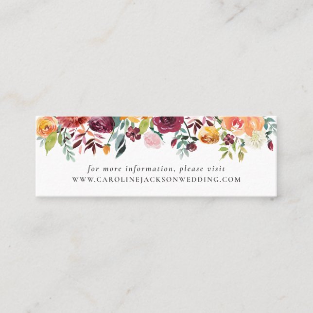 Cartão de Inserção do Site de Casamento de Outono (Frente)