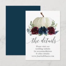 Cartão de Inserção do Site de Casamento de Pumpkin