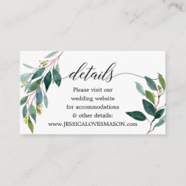 Cartão de Inserção do Site de Casamento dos Verdes