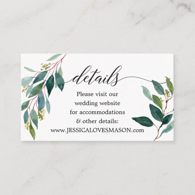 Cartão de Inserção do Site de Casamento dos Verdes (Frente)