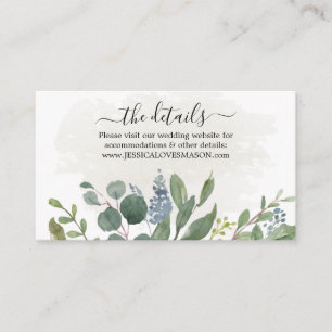 Cartão de Inserção do Site de Casamento Eucalyptus