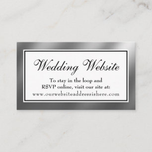 Cartão de Inserção do Site de Casamento Silver Ele