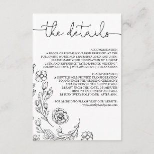 Cartão de Inserção dos Detalhes do Casamento da El