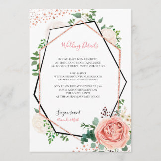 Cartão de Inserção Geométrica de Casamento Moderno