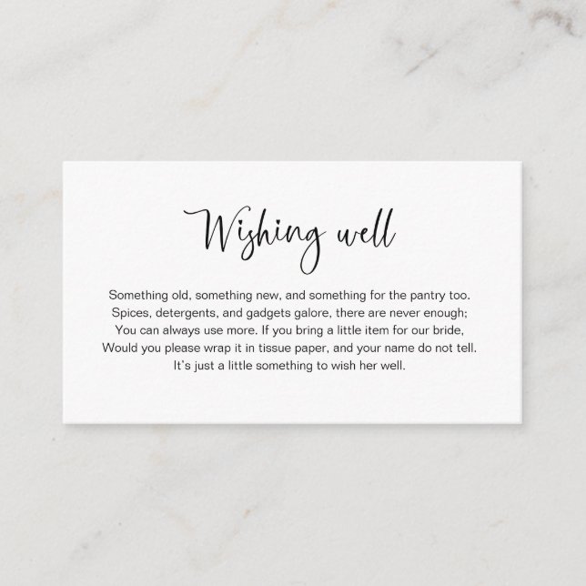 Cartão de Inserção para Poço de Desejos de Chá de  (Frente)