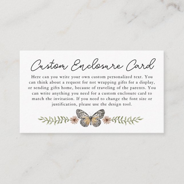 Cartão de Inserção Personalizado de Flor Selvagem  (Frente)