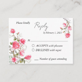 Cartão de inserção RSVP da Magnolia Rosa para o ca