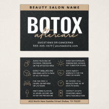 Cartão de Instrução de Pós-Cuidados de Botox Preto