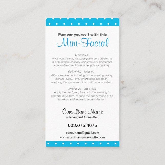 Cartão de instrução Mini-Facial (Frente)