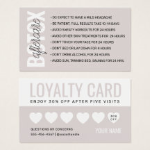 Cartão de Instrução Pós-Cuidados com Encher Botox