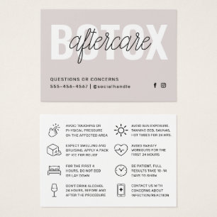 Cartão de Instrução Pós-Cuidados com Encher Botox