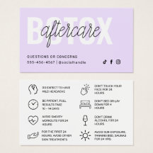 Cartão de Instrução Pós-Cuidados com Encher Botox