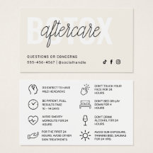 Cartão de Instrução Pós-Cuidados com Encher Botox