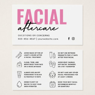 Cartão de instruções de acompanhamento facial cor-