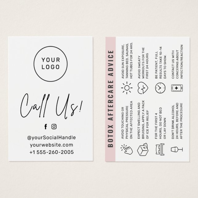 Cartão de instruções de assistência pós-tratamento (Frente & Verso)