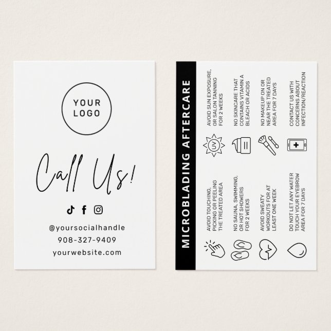 Cartão de Instruções de Seta PMU Pink Brows Pafer  (Frente & Verso)