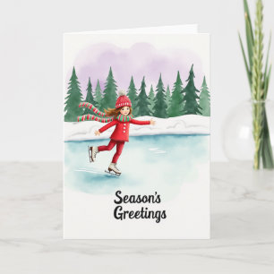 Cartão de Inverno de Patinação no Gelo