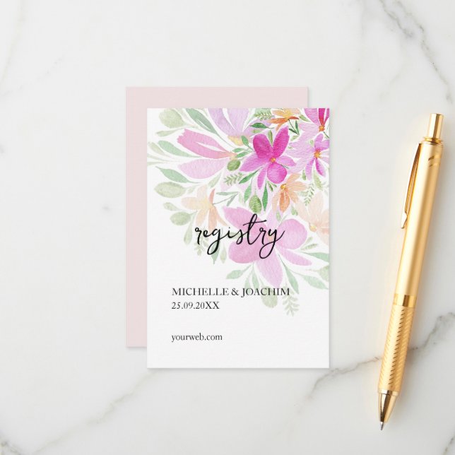 Cartão de Invólucro de Arte por Aquarela de Flores (Frente/Verso In Situ)