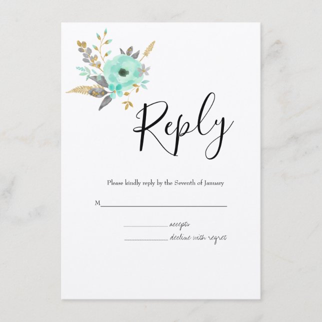 Cartão de Invólucro de Casamento de RSVP Botânico  (Frente)