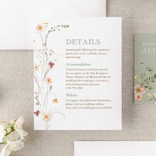 Cartão de Invólucro para Casamento de Flores Selva (Immerse your guests in the romance of nature with our Watercolor Wildflower Wedding Collection.)