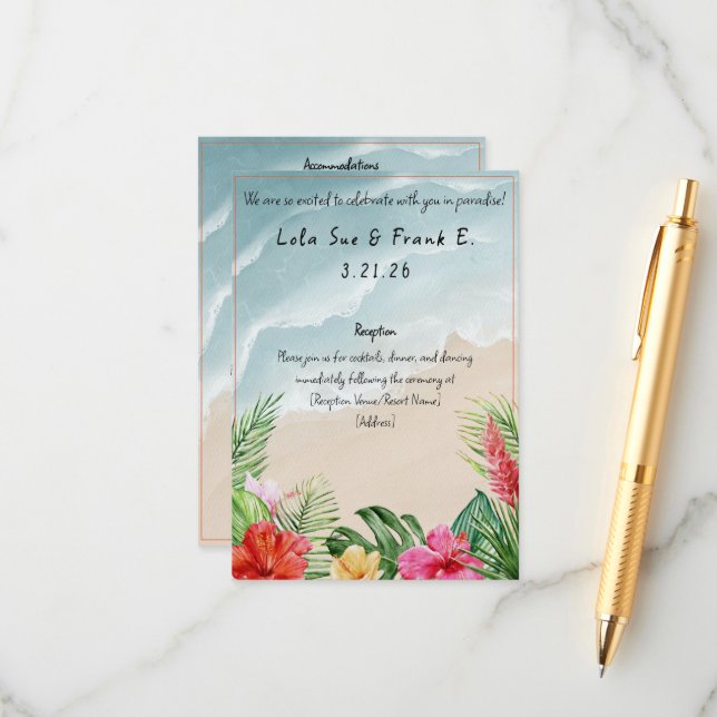 Cartão de Invólucro para Casamento de Paraíso Bloo (Frente/Verso In Situ)