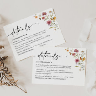 Cartão de Invólucro para Pormenores do Casamento d