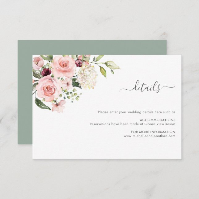 Cartão de Invólucro Romântico de Rosas Rosa (Frente/Verso)