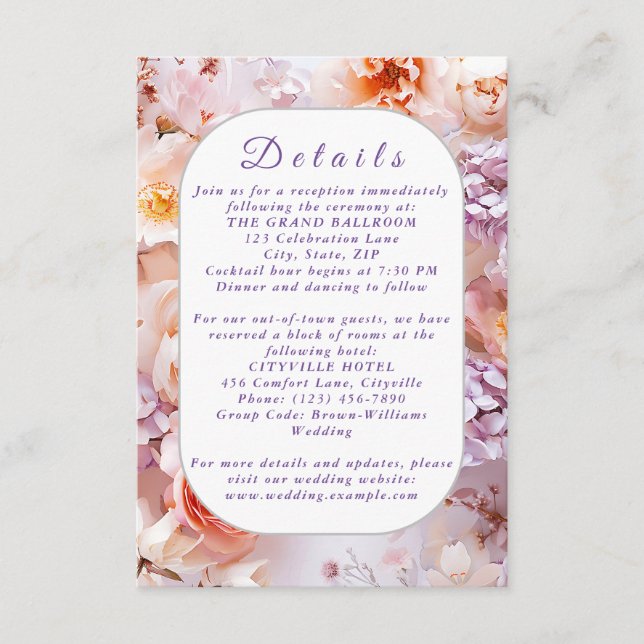 Cartão de Invólucro Romântico do Jardim de Blush (Frente)