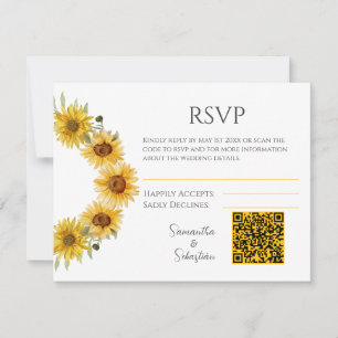 Cartão de Invólucro RSVP de Casamento de Girassol 