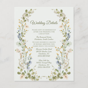 Cartão de Invólucro Verde Elegante de Flor Selvage